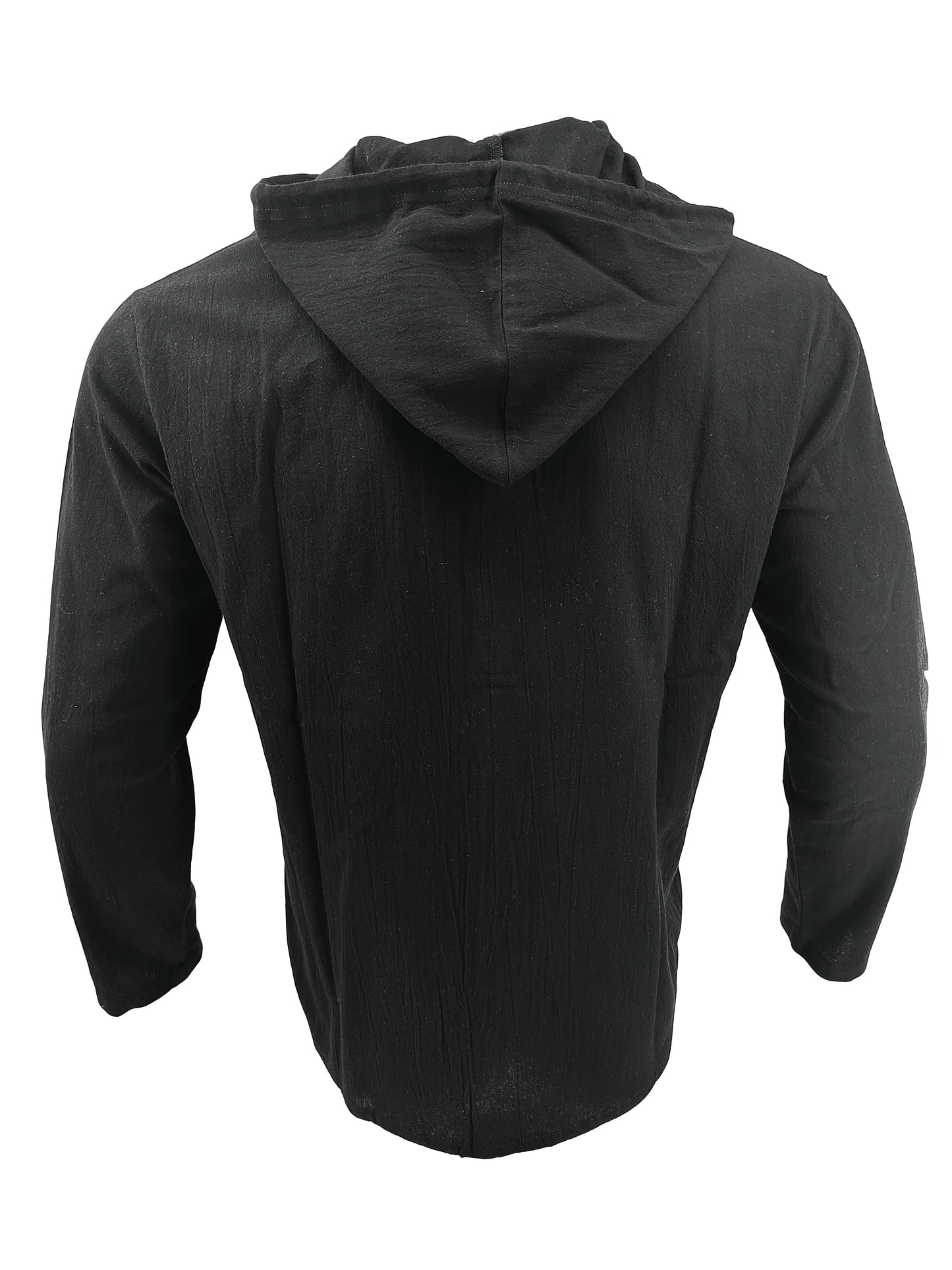 Summer Men's Linen Shirt Solid Streetwear Long Sleeve Hoodie Cardigan Clothing For Men Button Tops Casual Loose Men Hooded Shirt