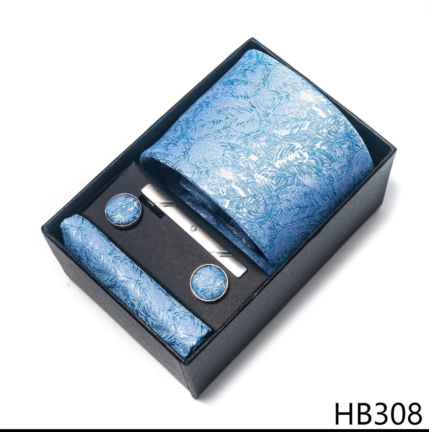 Luxury Brand 8 cm Tie Handkerchief Cufflink Clip Set For Men Wedding Gravata Suit Accessories Holiday Gift Box