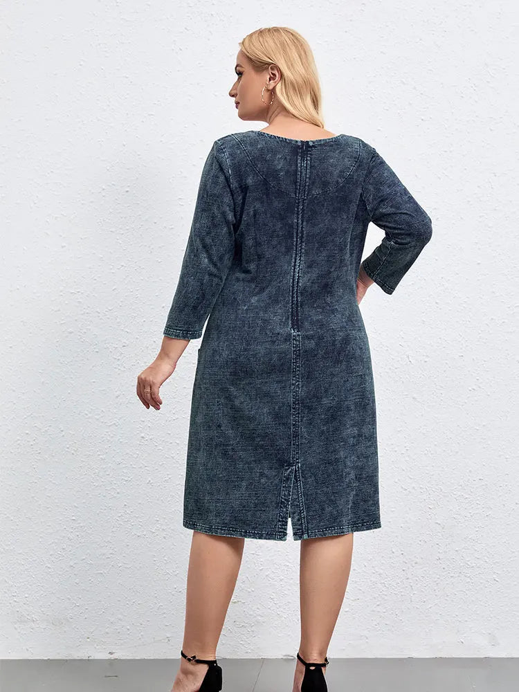 Women's plus Size Casual Denim Dress Loose Fit Mini Dress Multiple Colors Available