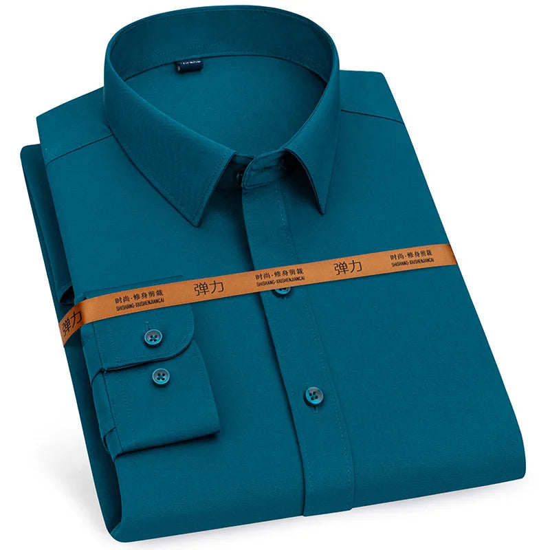 Men's dress shirt long sleeve thin spring and autumn work clothes business casual free ironing breathable slim fashion