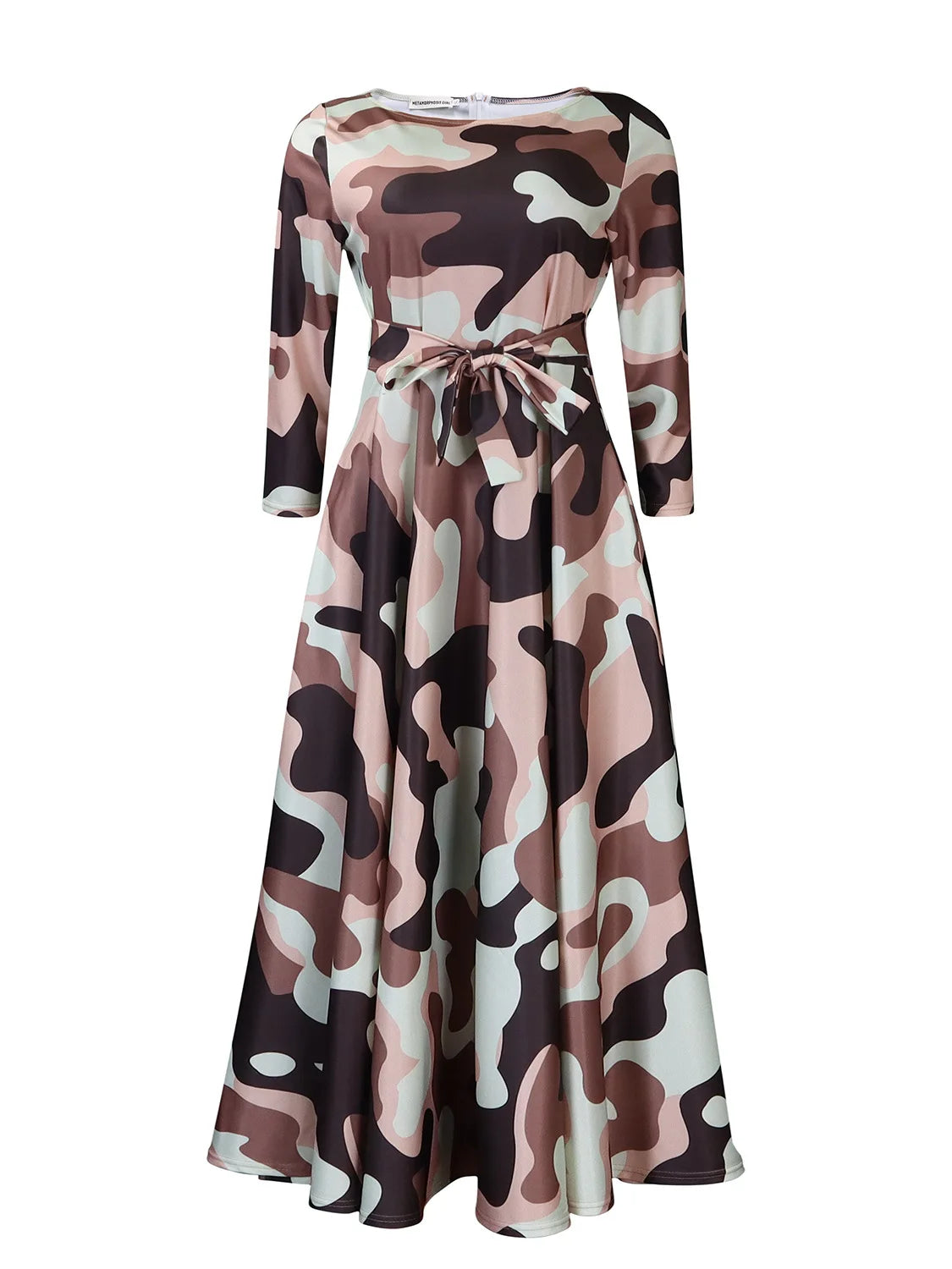 Women's 2024 Autumn New Style Fashionable Elegant Temperament Fashionable Printed Strap Waist Large Skirt Large Size Dress