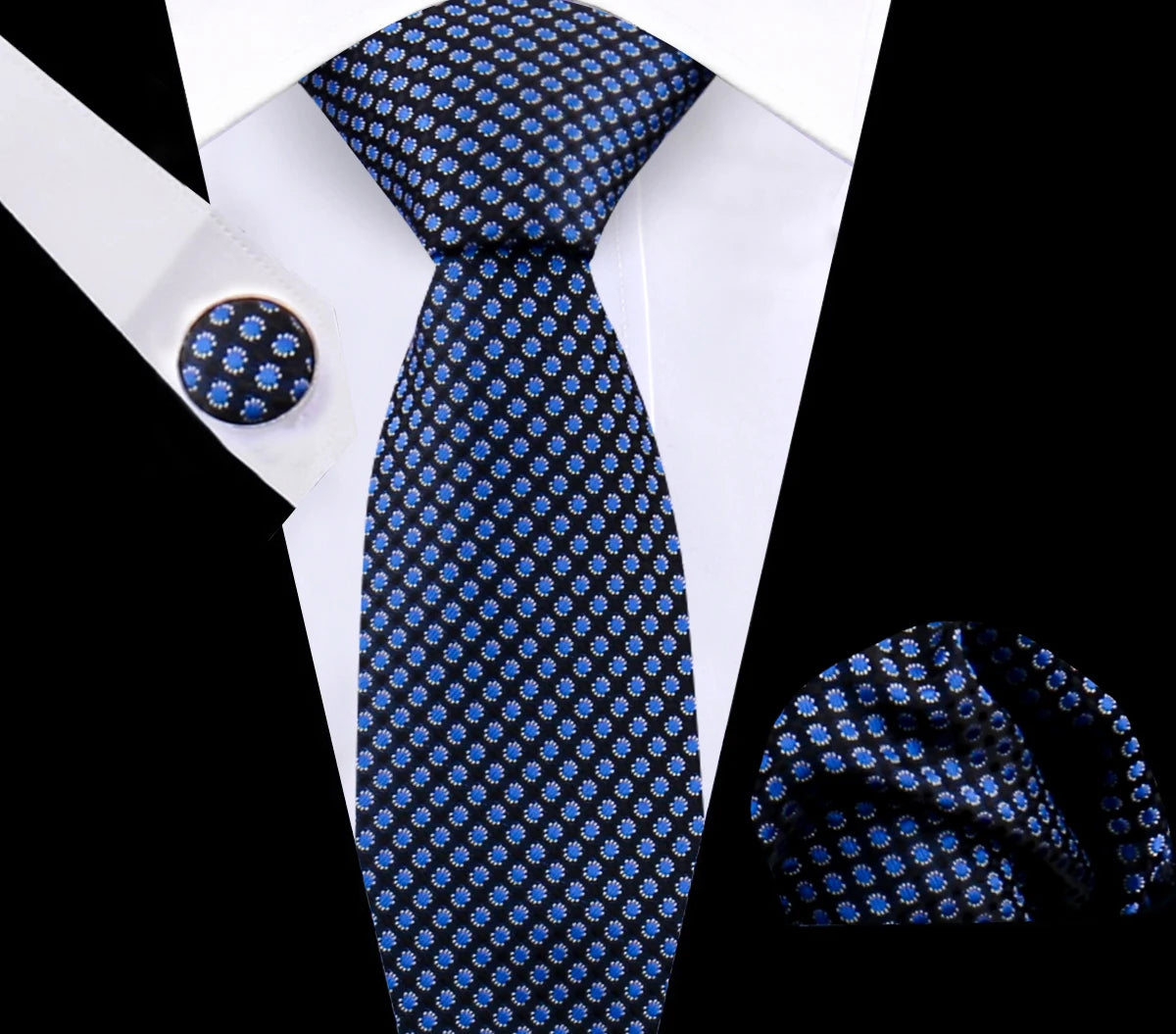 Luxury Plaid Tie For Mens Necktie Handkerchief Pocket Square Cufflinks Set Jacquard Woven Ties Wedding Business Accessories