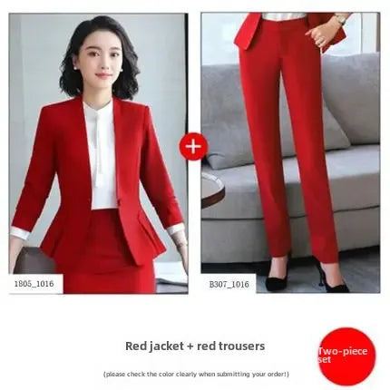 Elegant Red Western-style Suit Jacket For Women Fashionable Professional Attire For Hosting Events Job Interviews