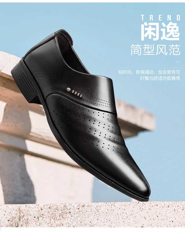 Zapatos Spring Men Leather Shoe Carved Business Formal Dress British Style Large Size Men Shoe Hollowed Out Perforated Men Shoes