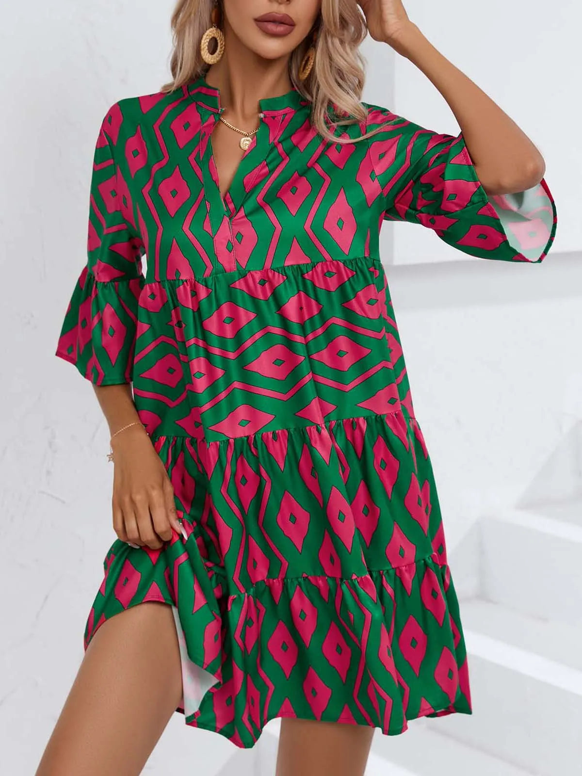 Women's Spring Summer Printed Dress Long Sleeve Flared Mid-Length Official Store Exclusive New Arrivals