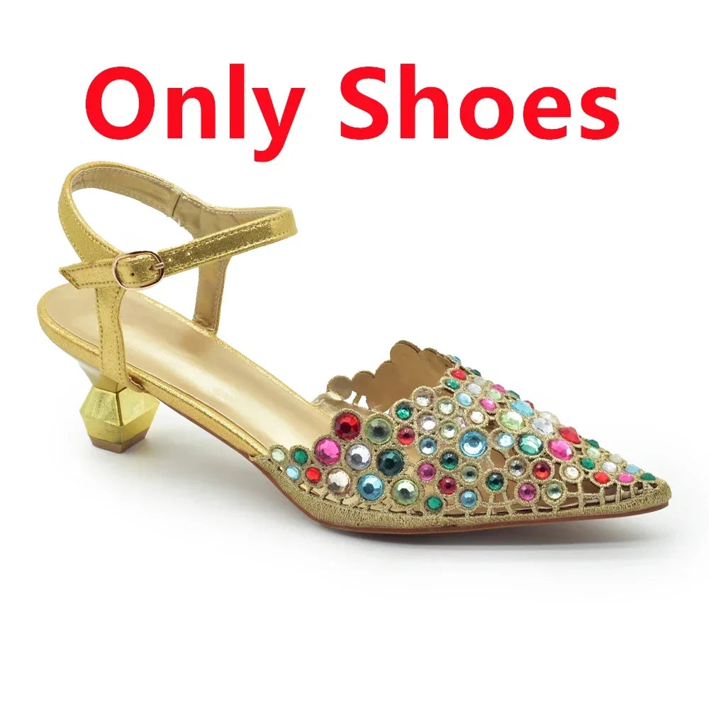 Hot Selling Pointed Toe Ladies Shoes Matching Bag Set for Nigeran Wedding Party Pumps Shoes for Women 2025 Designer Luxury