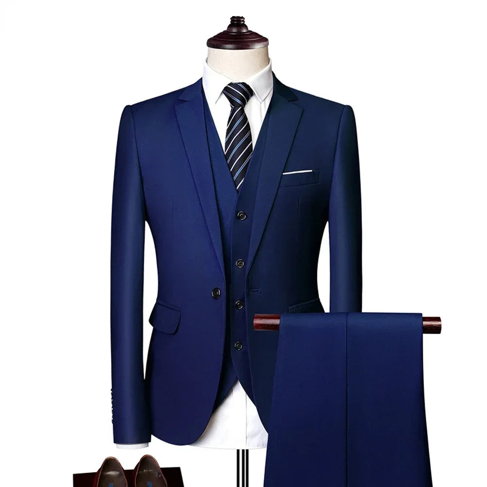 Elegant Suits For Men Wedding 3 Pieces 2 Set Luxury Fashion Classic Full Jackets Vest Pants Blazers Outfit 2024 Formal Costume