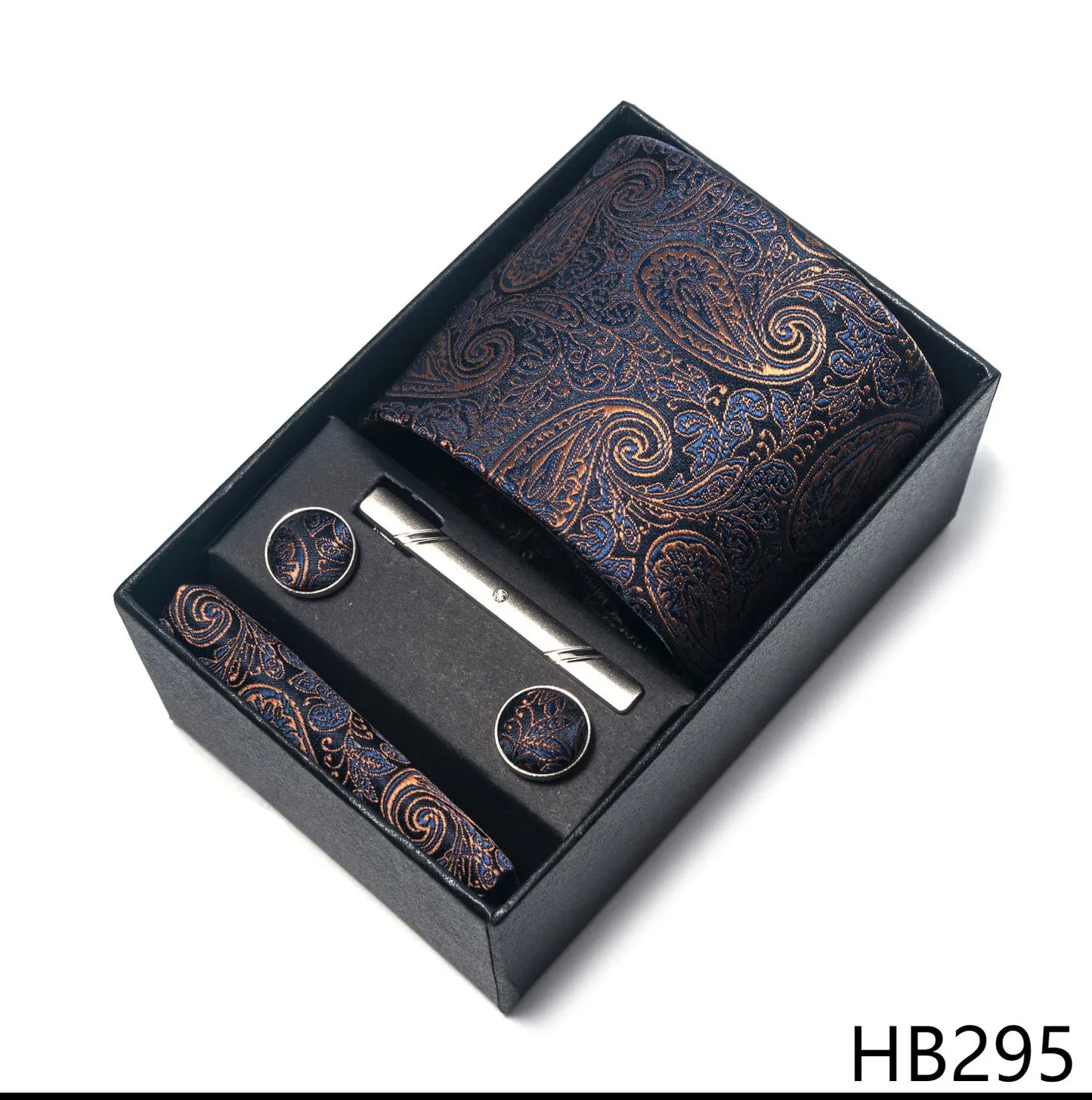 Luxury Brand 8 cm Tie Handkerchief Cufflink Clip Set For Men Wedding Gravata Suit Accessories Holiday Gift Box