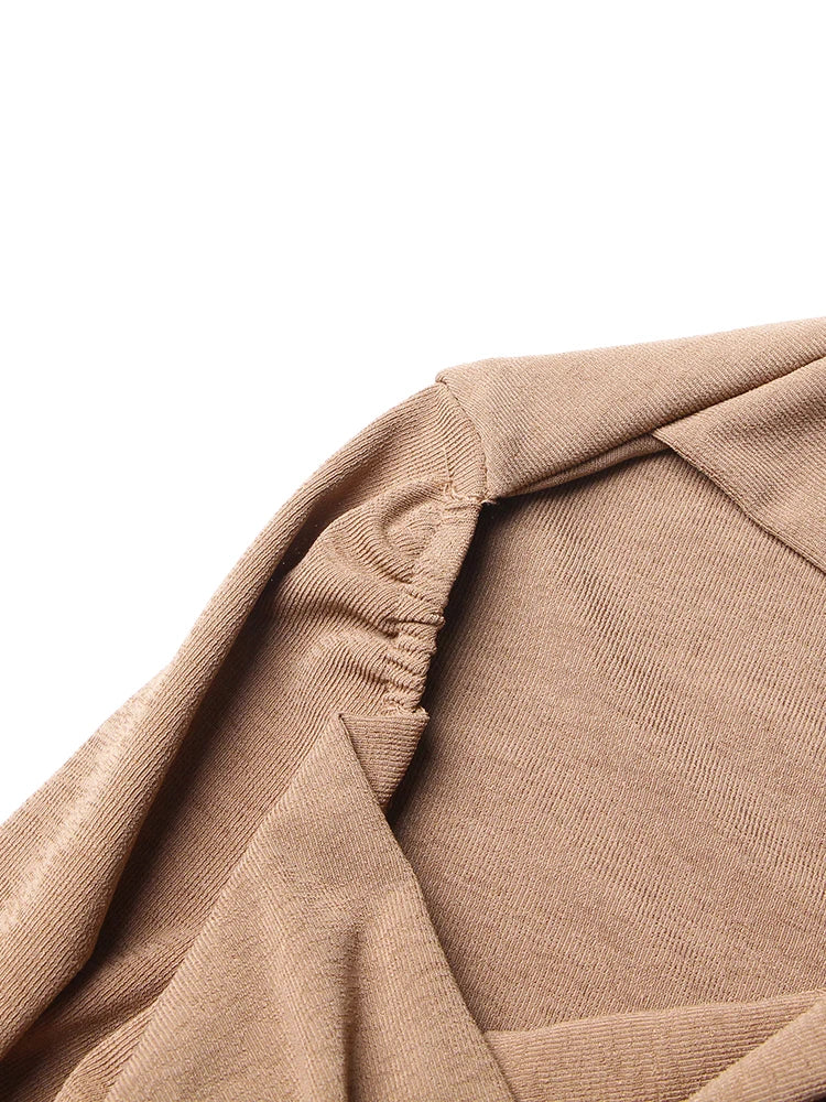 TWOTWINSTYLE Knitting White Dresses For Women V Neck Long Sleeve High Waist Hollow Out Slim Dress Female Summer 2023 Clothing