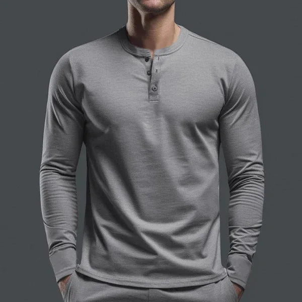 Cross-border Spring and Autumn Clothing European and American Men's T-Shirt Long-sleeved Men's Base Henry Shirt
