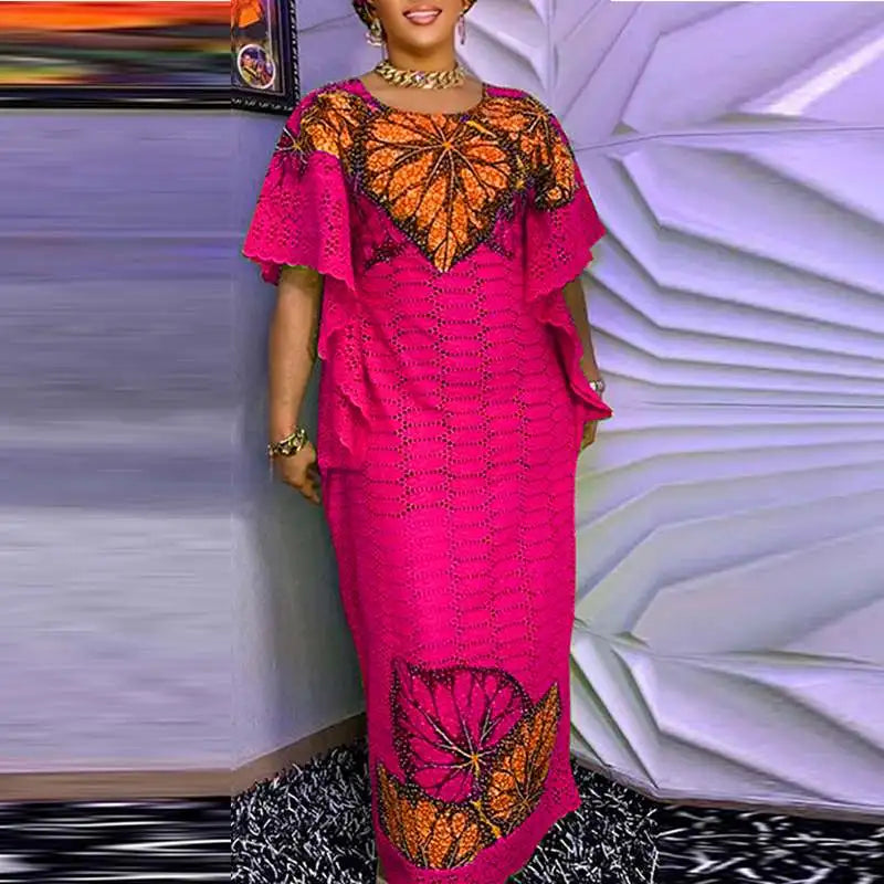 Summer Maxi Dress VONDA Sexy Bat-wing Sleeve Party Sundress 2024 Fashion Bohemian Printed Vestidos Casual Robe Oversized