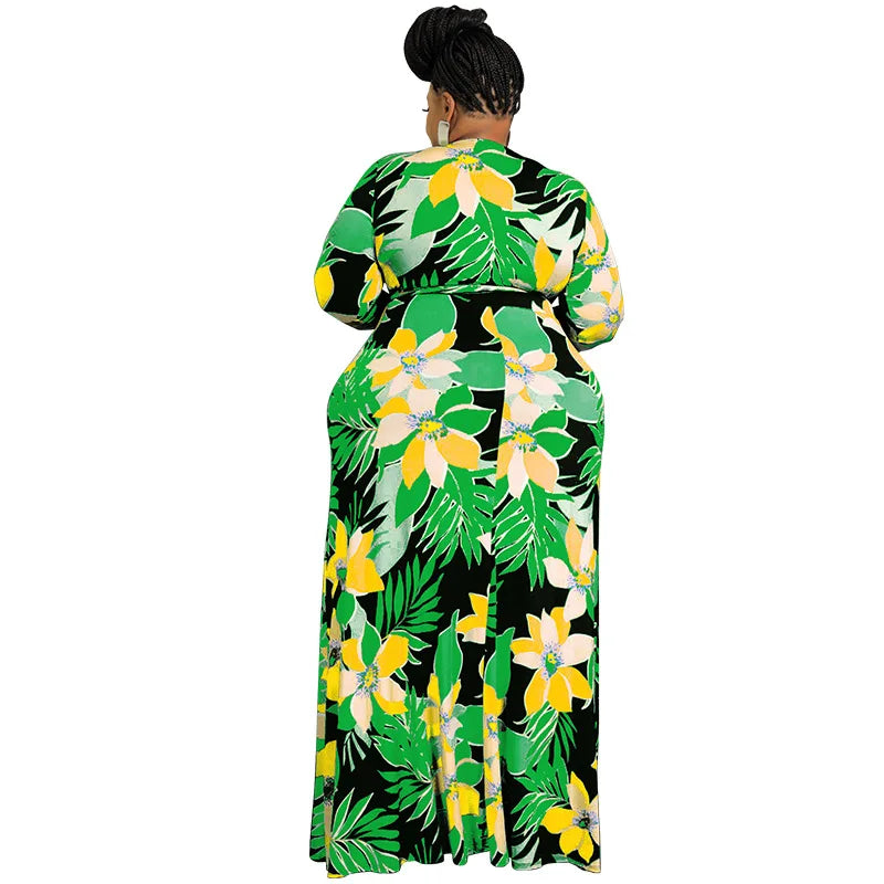 XL-5XL Plus Size Clothes Dresses Women Robes Summer Spring Long Sleeve Street Style Casual 3XL 4XL Big Size Maxi Dress Oversize