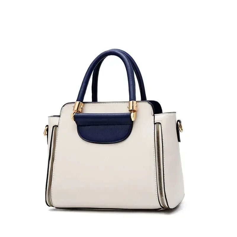 Fashion Color Contrast Handbag, Stitching Striped Crossbody Bag Women's Elegant Office & Work Purse
