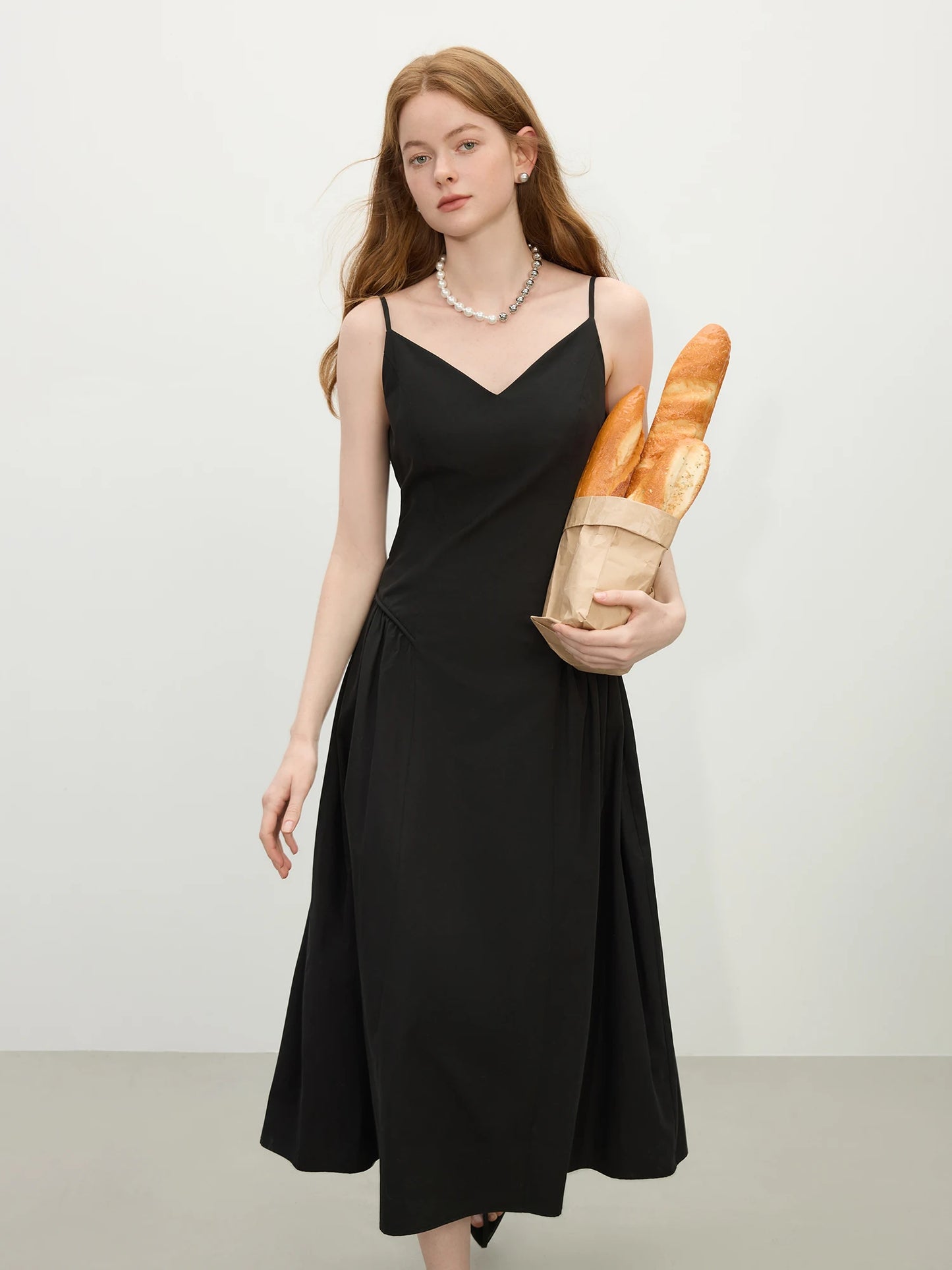 FSLE【4 Colors】Women Spring Strappy Dress 100% Cotton Temperament Simple A-LINE Dresses 2025 Spring White Dress 25FS11073