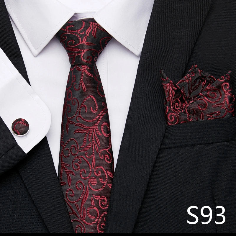 Hot Sale Holiday Gift Tie Pocket Squares Cufflink Set Necktie Dot Man Dark Grey Wedding Accessories Performance