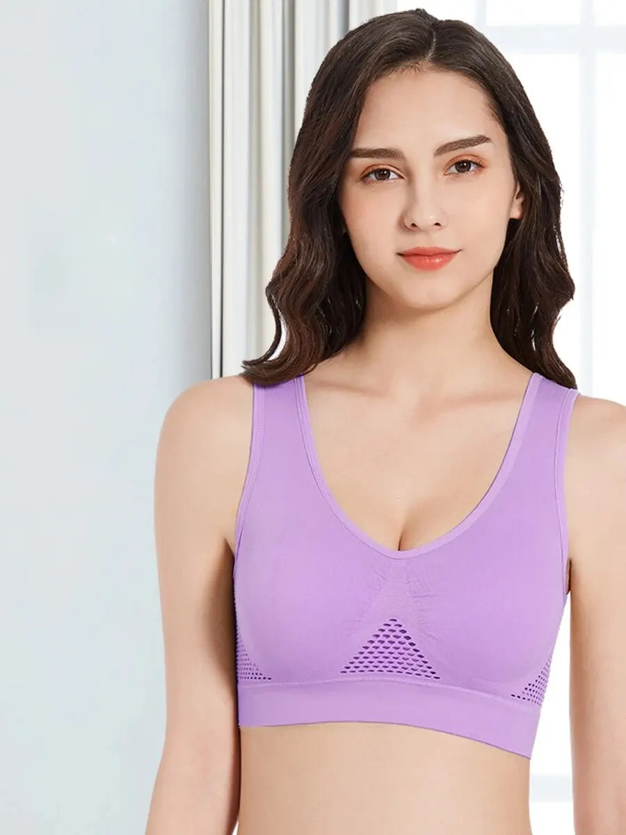 Seamless Mesh Women Sports Bras Fitness Gym Running Underwear Shockproof Bra Wireless 6XL Plus Size Crop Top Breathable Yoga Bra