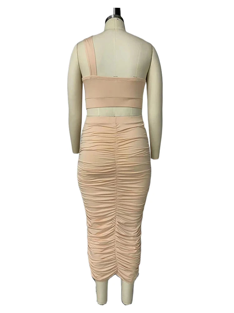 Two Piece Set for Women Summer Sets Outfits Sexy Crop Top and Midi Dress Elegant Dress Sets Plus Size Wholesale Dropshipping