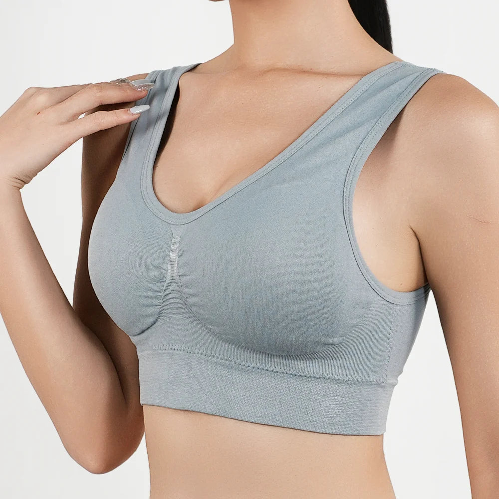 Women Large Seamless Bras Push Up Sports Top Female Breathable Brassiere Unwired Active Padded Bra Crop Top Gym Runing Yoga Vest