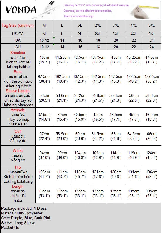 VONDA Bohemian Maxi Dress 2024 Elegant Floral Print Sundress Women Long Sleeve Casual Vestidos Holiday Casual Robe Oversized
