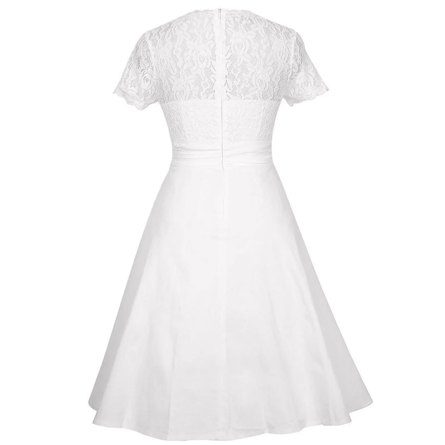 Spring Summer White Dresses For Women Fashion Lace Patchwork V Neck Party A Line Dress Elegant Formal Evening Dresses