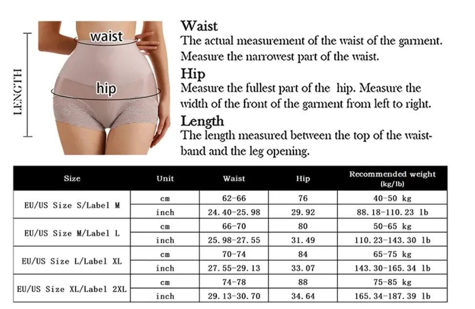 Women High Waist Control Panties Seamless Shapewear Briefs With Lace Slimming Shorts Flat Belly Shaping Postpartum Underwear