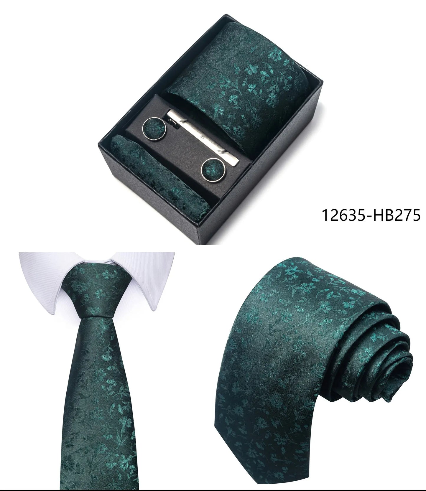 Luxury Brand 8 cm Tie Handkerchief Cufflink Clip Set For Men Wedding Gravata Suit Accessories Holiday Gift Box