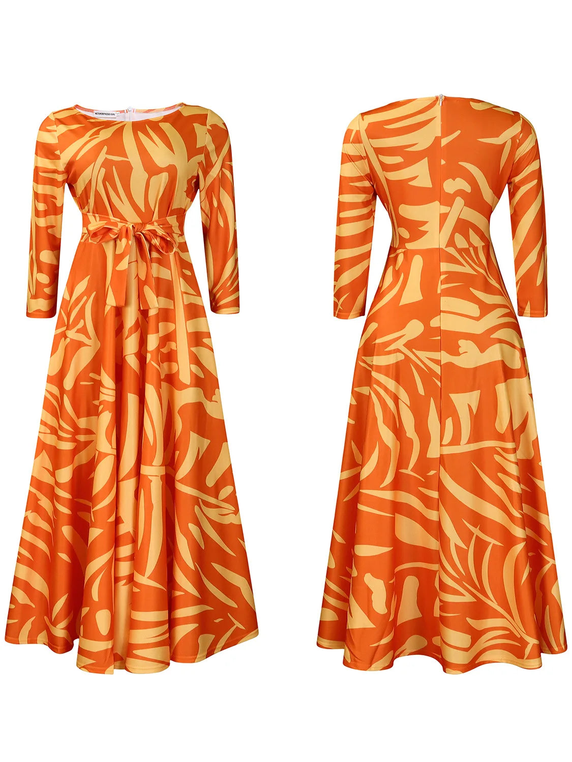 Women's 2024 Autumn New Style Fashionable Elegant Temperament Fashionable Printed Strap Waist Large Skirt Large Size Dress