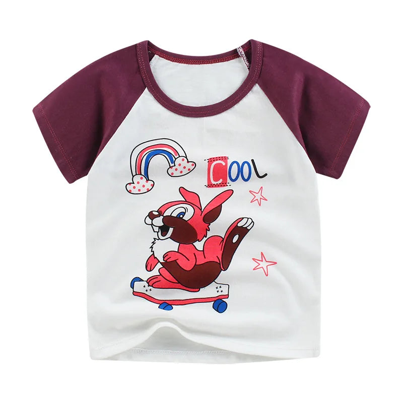 Children's Clothing T-Shirt Kids Clothes Boys Girls Summer Cartoon Tops Short Sleeve Clothes 100% Cotton Baby Clothing
