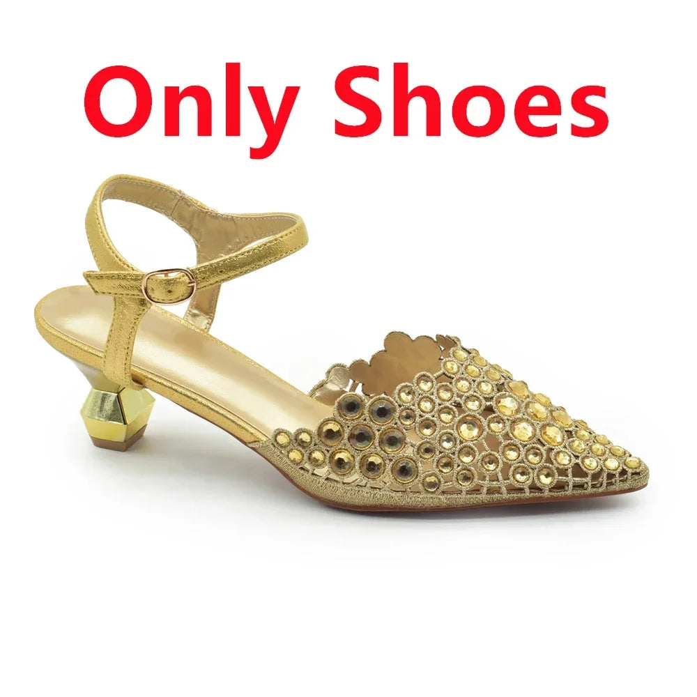 Hot Selling Pointed Toe Ladies Shoes Matching Bag Set for Nigeran Wedding Party Pumps Shoes for Women 2025 Designer Luxury