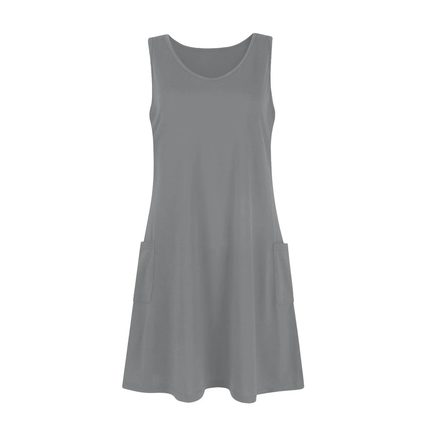 Womens Summer Dresses Plain Loose V Neck Sleeveless Sundresses Swimsuit Coverup With Pockets Vestidos Para Mujer платье женское