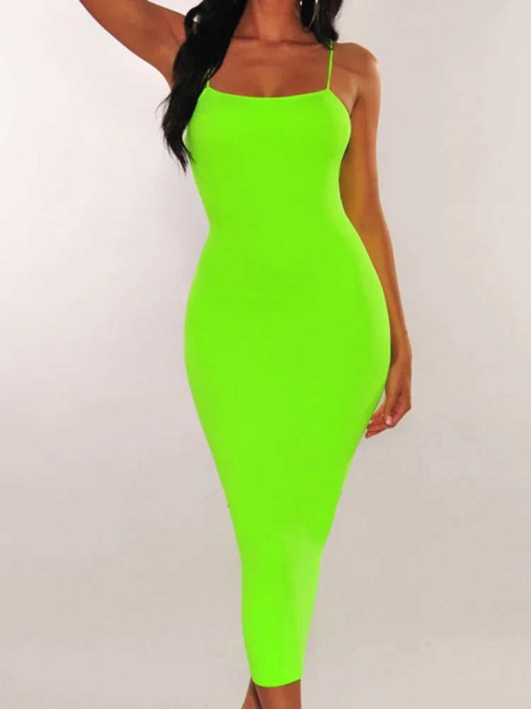 Sexy Wrap Chest Girdling Waist Long Bodycon Dress Women Spaghetti Strap Solid Color Skinny Dress Elegant Club Party Vestidos