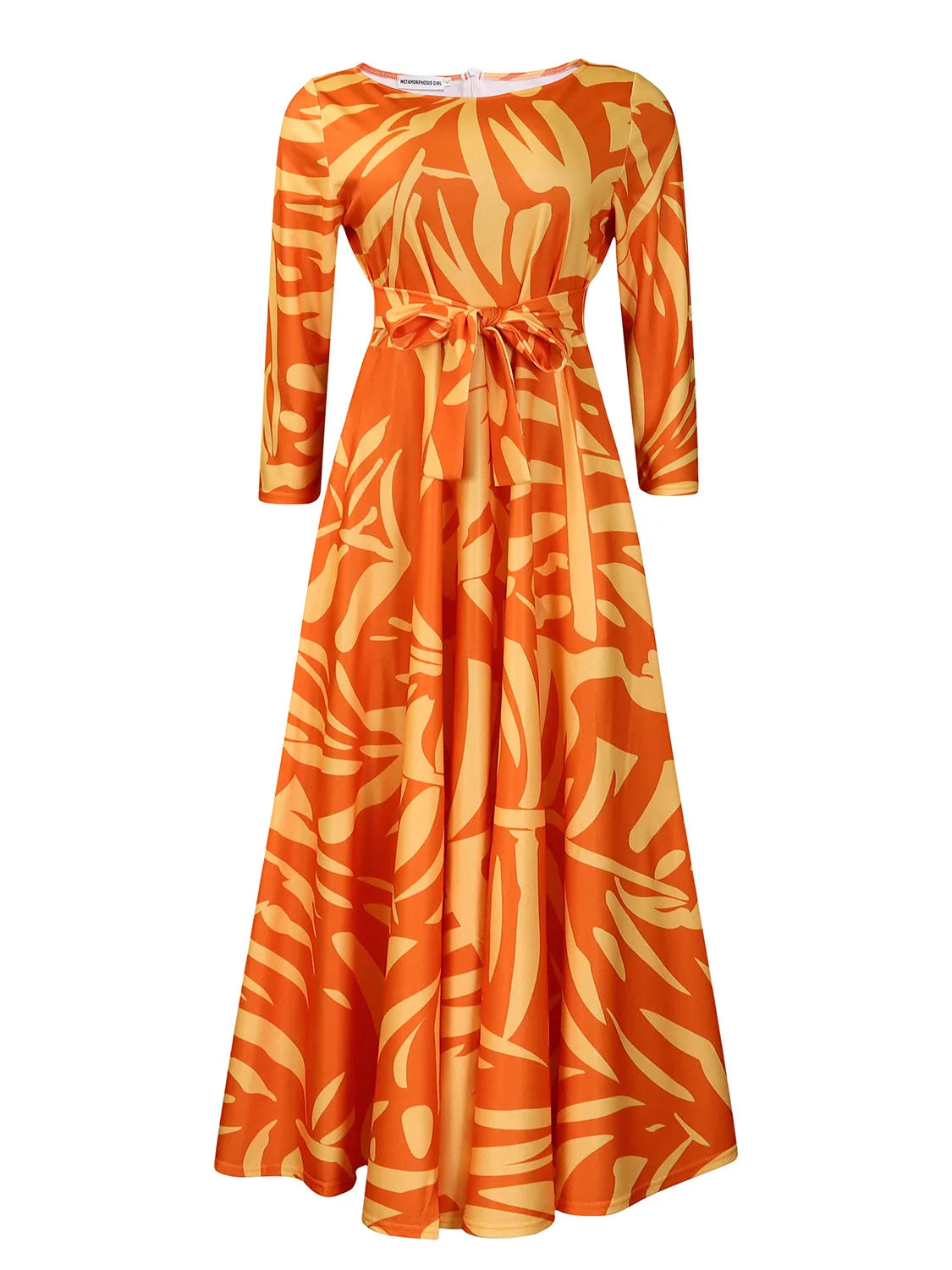 Women's 2024 Autumn New Style Fashionable Elegant Temperament Fashionable Printed Strap Waist Large Skirt Large Size Dress
