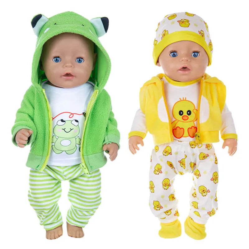 2023 New Cute frog Suits Fit For 43cm Baby Doll 17 Inch Reborn Baby Doll Clothes