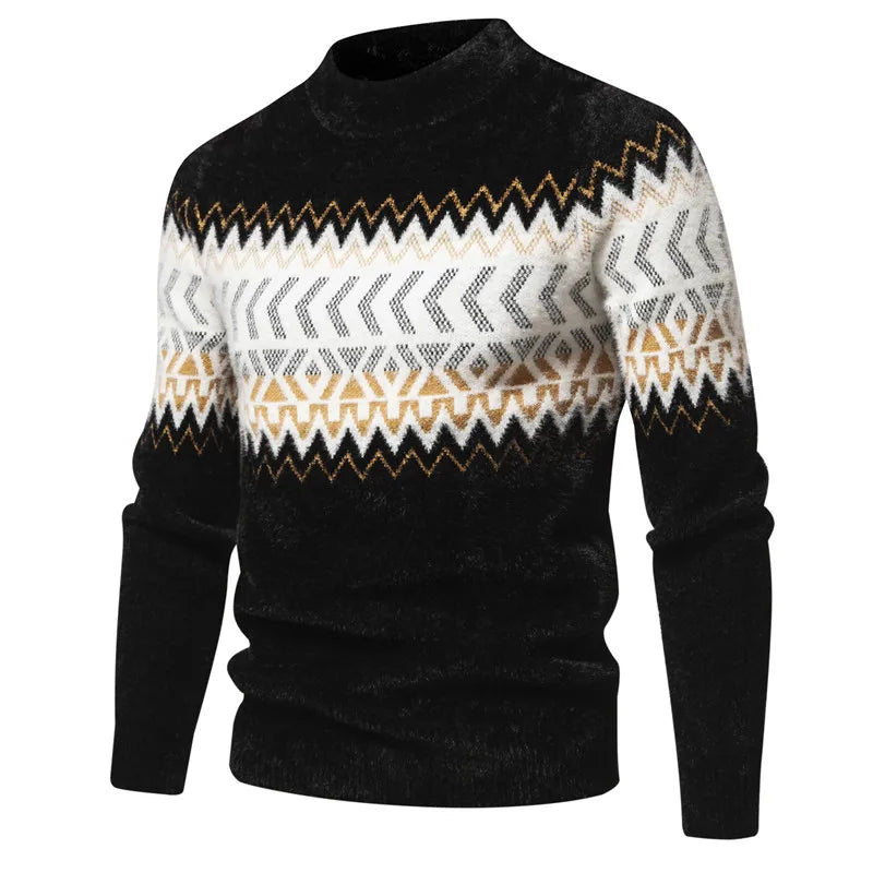 Trend Men's New Imitation Mink Sweater Soft and Comfortable Fashion Warm Knit Sweater Pullover