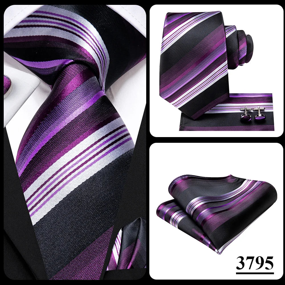 Hi-Tie Light Purple Solid Silk Wedding Tie For Men Quality Hanky Cufflink Gift Necktie Set Fashion Novelty Designer Dropshipping