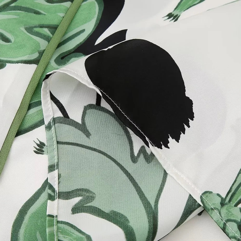 Spring and summer women's fashionable new style with belt printed shirt style dress