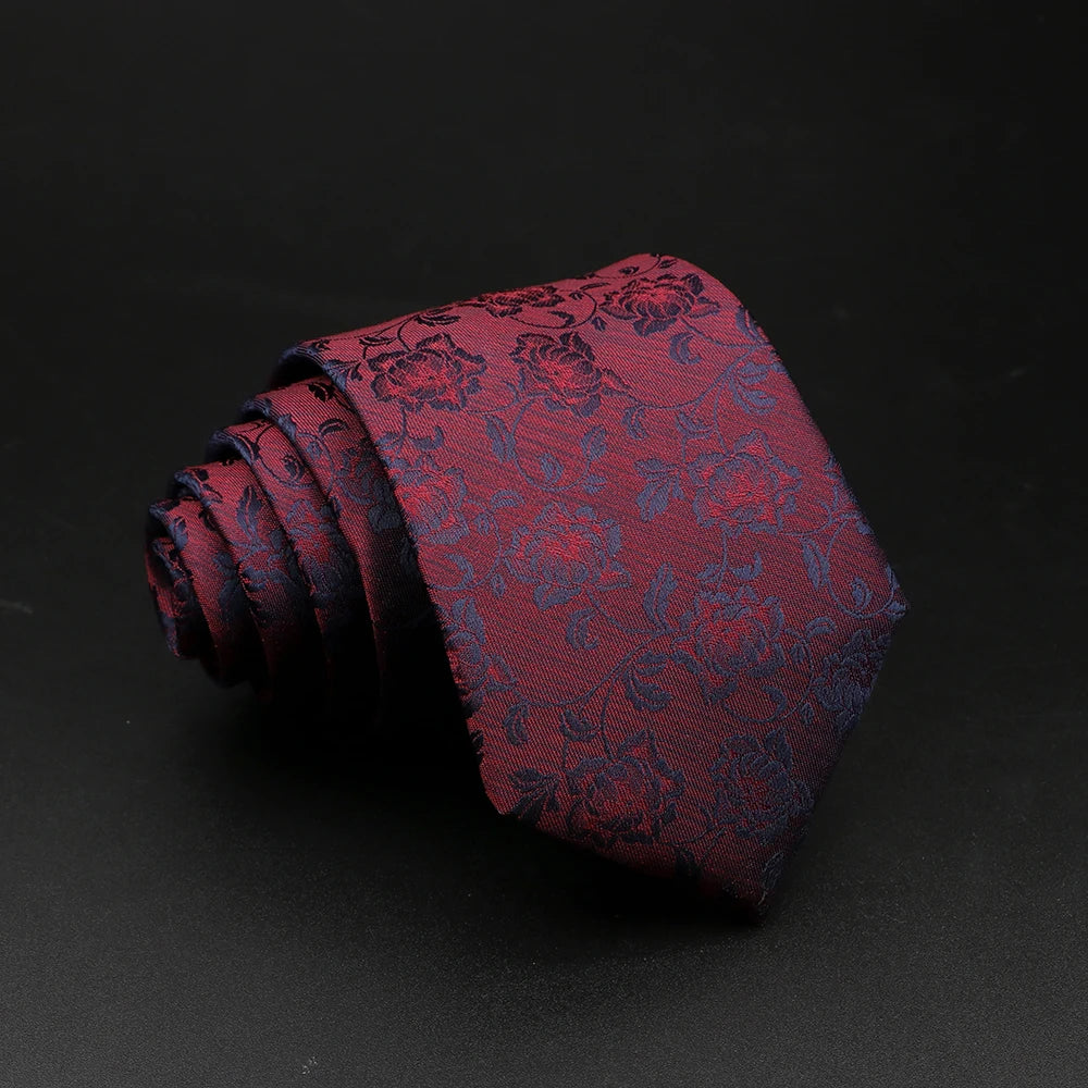 New Style Fashion Jacquard Floral Paisley Necktie Polyester Male Narrow Red Blue Tie Suit Shirt Gift For Men Accessory Gravatas