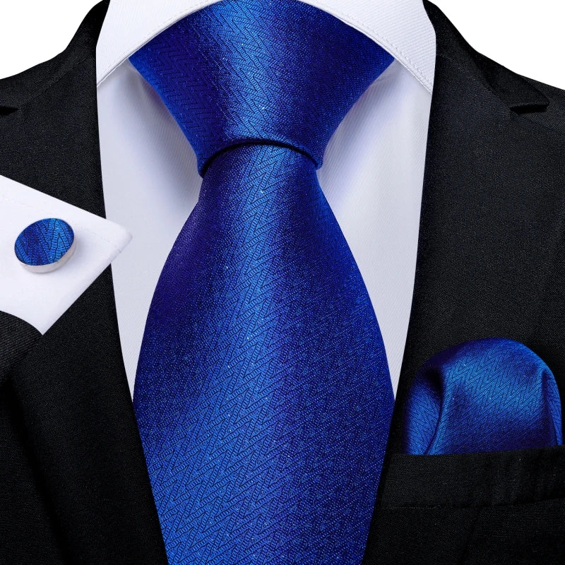 Men's Ties Solid Pink Blue Green Purple Wedding Party Accessories Groom Necktie Handkerchief Cufflinks Gift for Husband