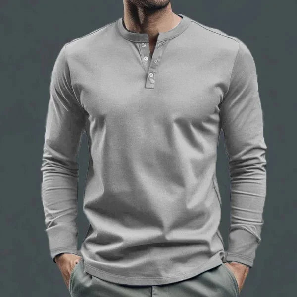 Cross-border Spring and Autumn Clothing European and American Men's T-Shirt Long-sleeved Men's Base Henry Shirt