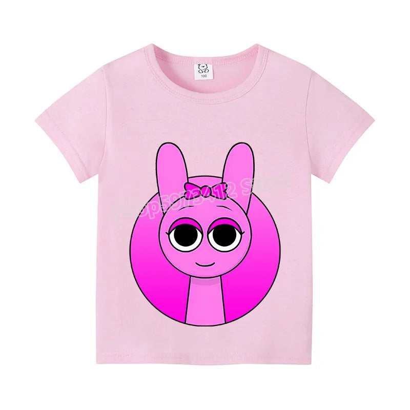 Sprunki Kids T-shirt Summer Children Incredibox Game Cotton Short Sleeve Top Boy Anime Fashion Cute Tee Girl Casual Clothes Gift