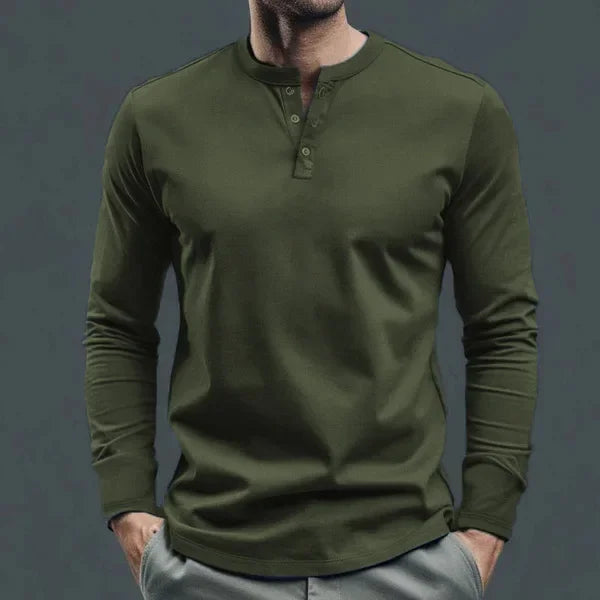 Cross-border Spring and Autumn Clothing European and American Men's T-Shirt Long-sleeved Men's Base Henry Shirt