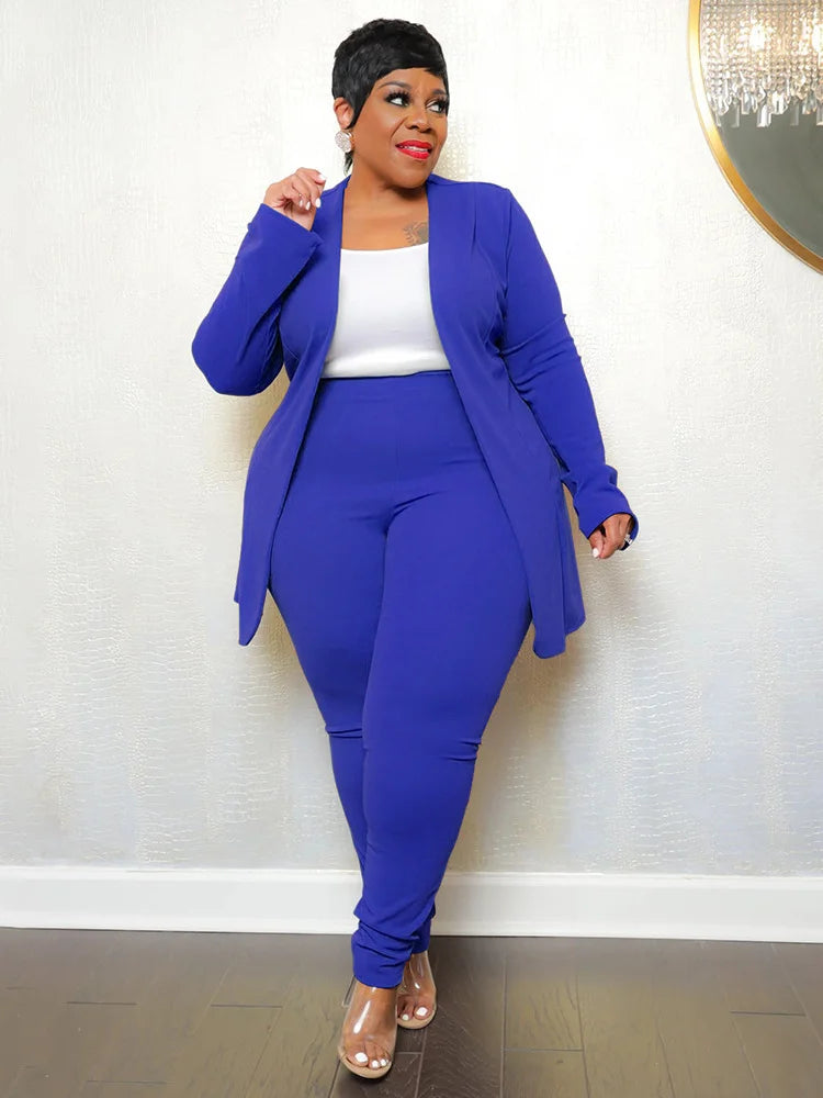 Wmstar Plus Size Two Piece Outfits Women Matching Suit Solid Top Leggings Pants Sets Casual Fall Winter