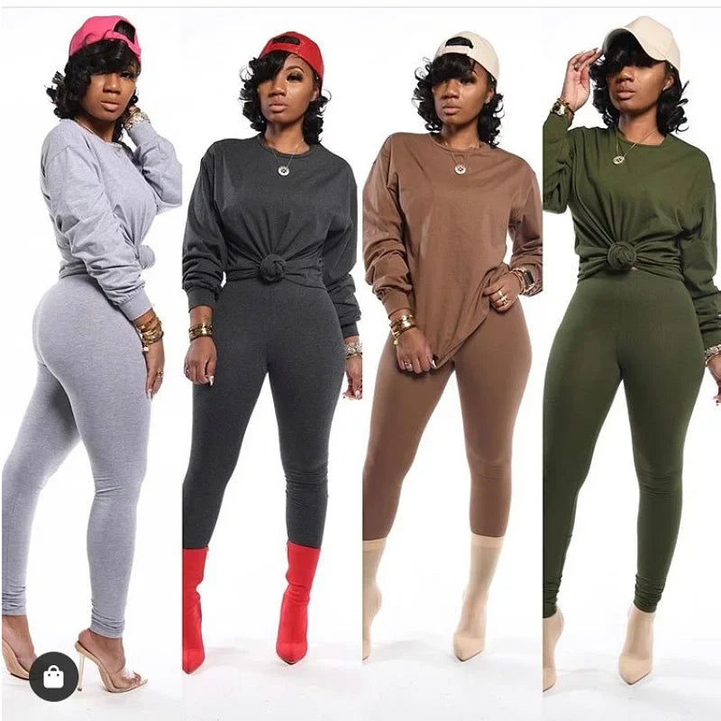 two piece set women 2 piece set stacked leggings clothes for women outfits stacked pants tracksuit female fall clothes 2024