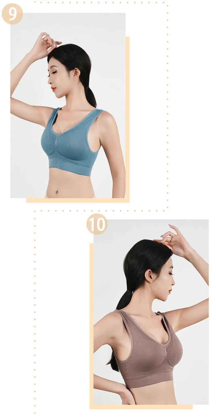 Women Large Seamless Bras Push Up Sports Top Female Breathable Brassiere Unwired Active Padded Bra Crop Top Gym Runing Yoga Vest