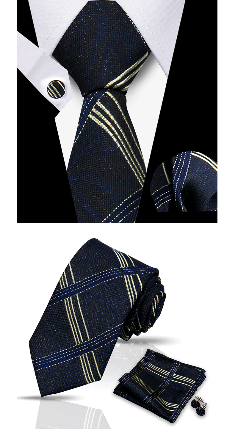 Tie For Men Classic Plaid Handkerchiefs Red Necktie Cufflinks For Men Blouse Business Wedding Accessories Women Collar Man Gift