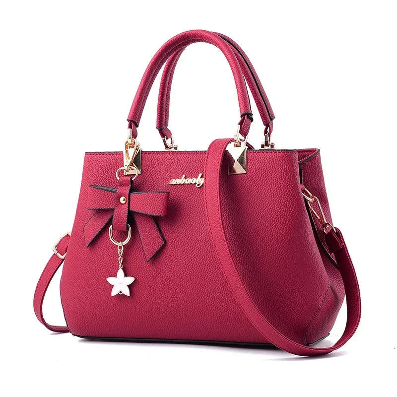 Elegant Women Messenger Bags With Flower Pendant Office Ladies Totes Pure Handbag For Female Crossbody Shoulder Bags