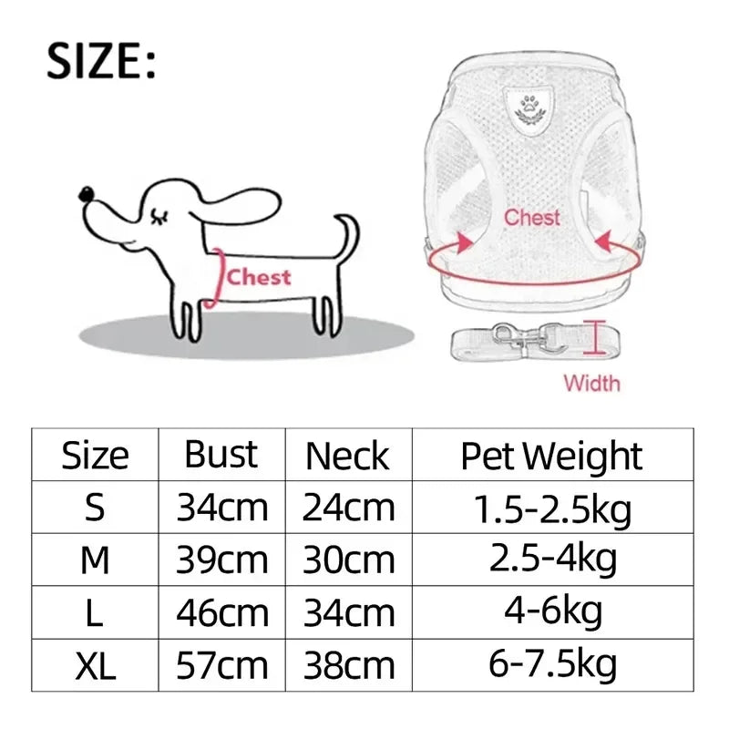 Pet Cat Dog Harness with Lead Leash Adjustable Vest Polyester Mesh Breathable Harnesses Reflective for Small Dog Cat Accessorie