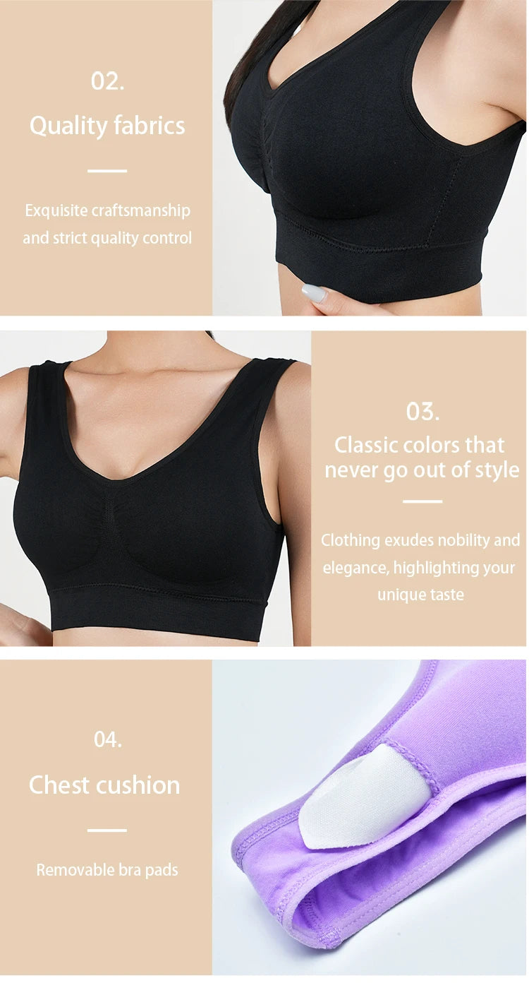 Women Large Seamless Bras Push Up Sports Top Female Breathable Brassiere Unwired Active Padded Bra Crop Top Gym Runing Yoga Vest