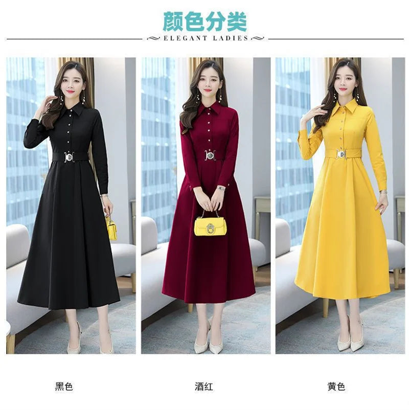 Spring Autumn Women New dignified and atmospheric Dress Mom's Skirt 2025 Top selling High end Elegance Long sleeved Bottom Skirt