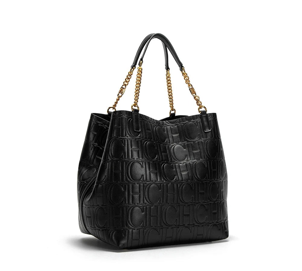 CH Superior Sense of Solid Colour Simple Style Ladies Large Capacity Tote Bag Daily Commuting Fashion Style Ladies Versatile